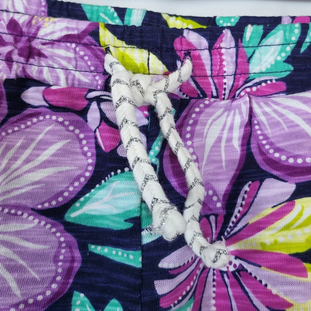 Gymboree Girls Navy Light Purple Floral Tropical Casual Bermuda Shorts XL/14 New